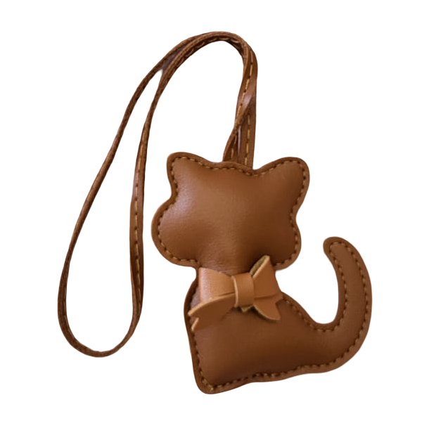 Brown Cat with Bow Charm | تعليقة قطة بنية مع فيونكة