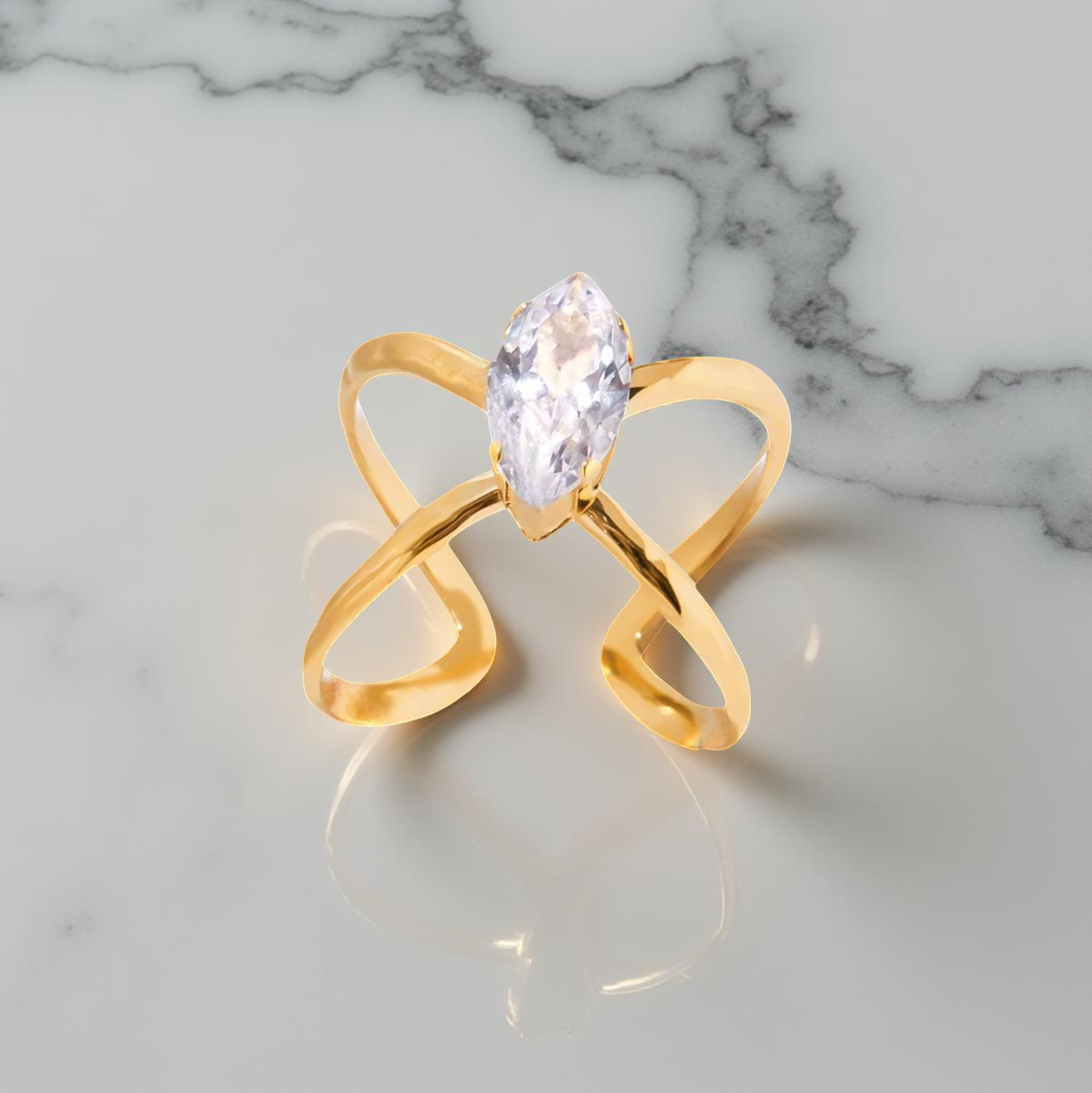Eternal Curves Ring – Marquise Glow | خاتم الانحناءات الأبدية – توهج الماركيز