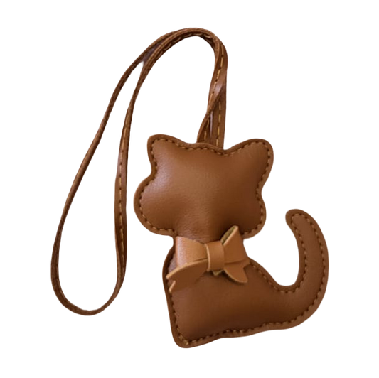 Brown Cat with Bow Charm | تعليقة قطة بنية مع فيونكة