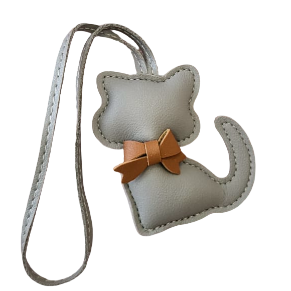 Gray Cat with Bow Charm | تعليقة قطة رمادية مع فيونكة