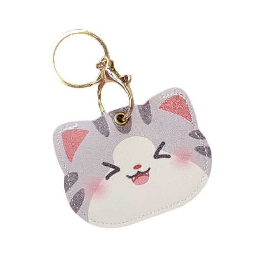 Gray Smiley Cat Keychain | سلسلة مفاتيح قطة رمادية مبتسمة
