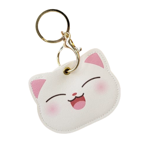 White Smiley Cat Keychain | سلسلة مفاتيح قطة بيضاء مبتسمة