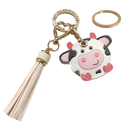 Cow Keychain with Tassel | سلسلة مفاتيح بقرة مع شرابة