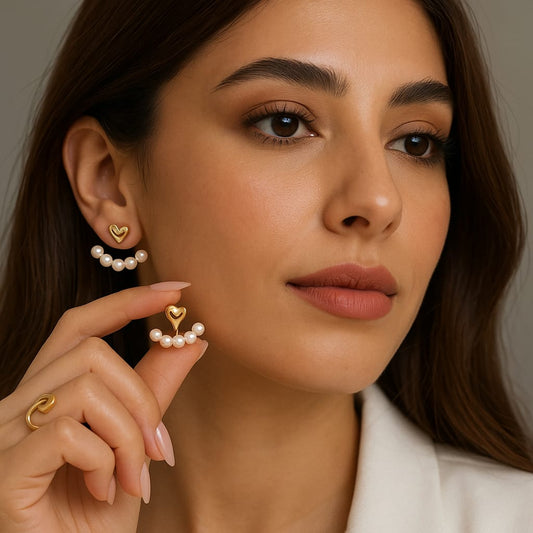 Pearl Accent Earrings | أقراط اللؤلؤ الذهبية